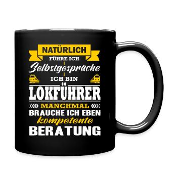 Zugfahrer Zugführer Selbstgespräche Lokführer Zug - Tasse einfarbig - Schwarz - Rechts