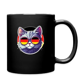 Germany Cat with Sunglasses - Full Colour Mug - black - Right