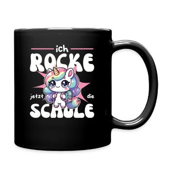 School enrollment unicorn I'm rocking school now - Full Colour Mug - black - Right