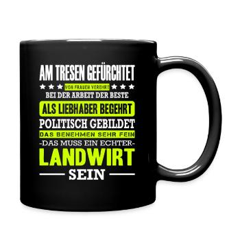 Landwirt Spruch Am Tresen Gefürchtet Traktor Bauer - Tasse einfarbig - Schwarz - Rechts
