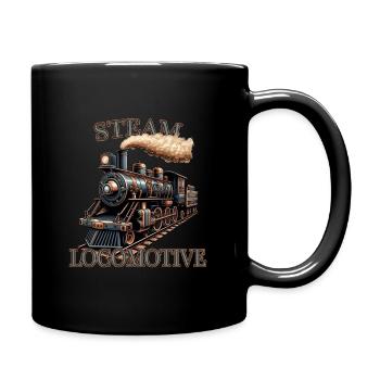 Dampflok nostalgische Eisenbahn Dampfmaschine - Tasse einfarbig - Schwarz - Rechts