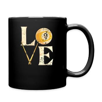 Pool Billard Billardtisch "LOVE" Sprüche Snooker - Tasse einfarbig - Schwarz - Rechts