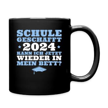 Schule bestanden 2024 Abschluss - Tasse einfarbig - Schwarz - Rechts