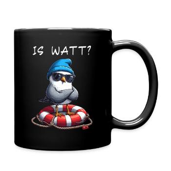 Hamburg Hamburger Möwe Watt Wattenmeer Lustig - Tasse einfarbig - Schwarz - Rechts