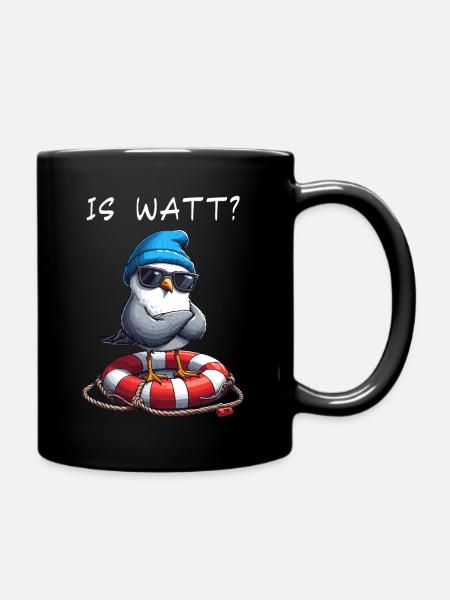 Hamburg Hamburger Möwe Watt Wattenmeer Lustig - Tasse einfarbig - Schwarz