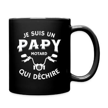 Je suis un papy motard qui déchire - Mug uni - noir - Droite