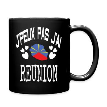 cadeau drole drapeau carte ile de la reunion 974 - Mug uni - noir - Droite