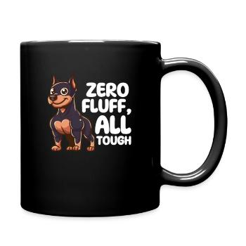 Zero Fluff, All Tough - Doberman Dog - Full Colour Mug - black - Right
