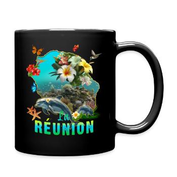 Reunion Delfin Tropic Schmetterling Seestern - Tasse einfarbig - Schwarz - Rechts