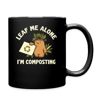 Leaf Me Alone I'm Composting - Full Colour Mug - black - Right