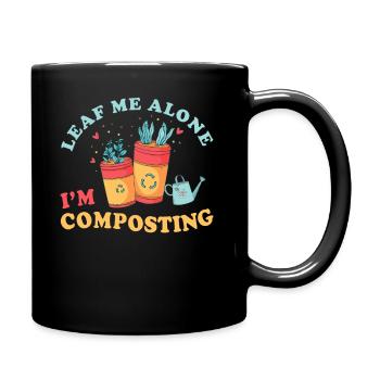 Feuille-moi seul je composte - Mug uni - noir - Droite