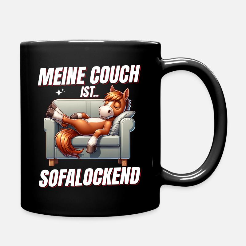 Lustiges Pferd zum schlafen & chillen - Tasse einfarbig - Schwarz