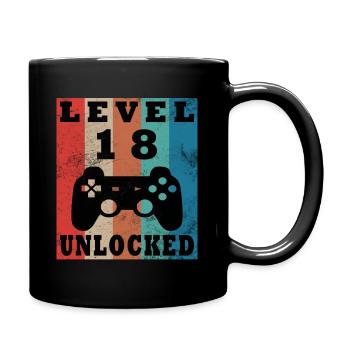 18th Birthday Gamer Gamer Level 18 Unlocked - Full Colour Mug - black - Right