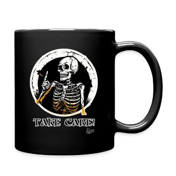 Skeleton Skull Council: Watch out! - Full Colour Mug - black - Right