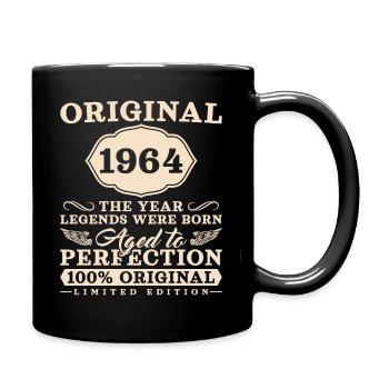 1964 Jahrgang 60 Jahre Vintage 60. Geburtstag - Tasse einfarbig - Schwarz - Rechts