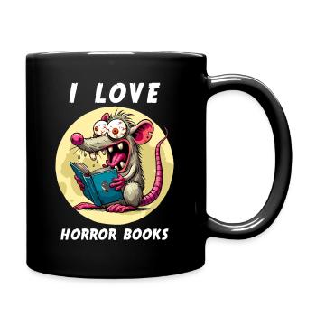 Buch Bücher Horrorbücher Leseratte Gruseln Lustig - Tasse einfarbig - Schwarz - Rechts