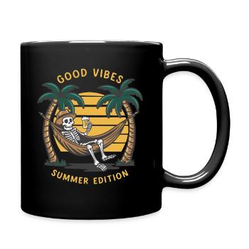 Squelette dans le hamacVacances à la plage - Mug uni - noir - Droite