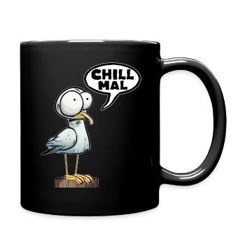 Chill mal Faultier Möwe chillen relaxen abhängen - Tasse einfarbig - Schwarz - Rechts
