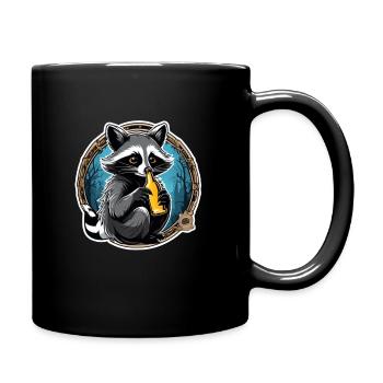 Waschbär mit Bier Lecker Bierchen Bier Meme - Tasse einfarbig - Schwarz - Rechts