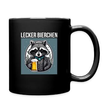Waschbär mit Bier Lecker Bierchen Bier Meme - Tasse einfarbig - Schwarz - Rechts