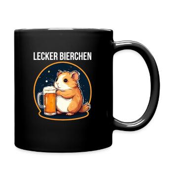 Hamster mit Bier Lecker Bierchen Bier Meme - Tasse einfarbig - Schwarz - Rechts