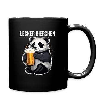 Lecker Bierchen Meme Panda - Tasse einfarbig - Schwarz - Rechts