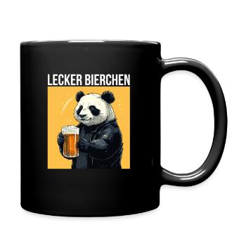 Panda mit Bier Lecker Bierchen Bier Meme Geschenk - Tasse einfarbig - Schwarz - Rechts