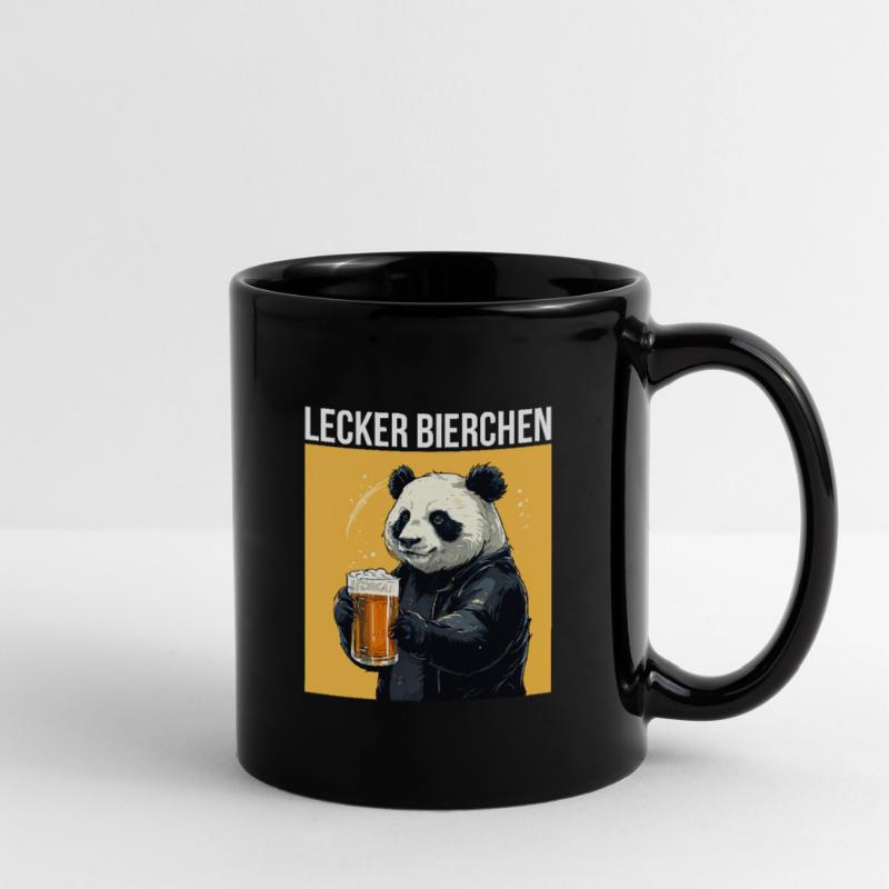 Panda mit Bier Lecker Bierchen Bier Meme Geschenk Tasse einfarbig