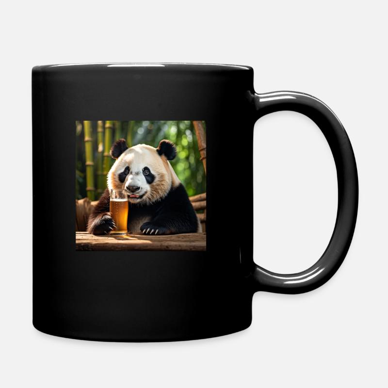 Panda med øl kjempegod øl øl meme - Ensfarget kopp - svart