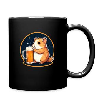 Hamster mit Bier Lecker Bierchen Bier Meme - Tasse einfarbig - Schwarz - Rechts