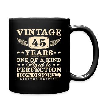 45 Jahre Mann Frau Vintage 45. Geburtstag - Tasse einfarbig - Schwarz - Rechts