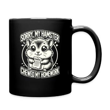 Hamster, Homework, Funny Hamster - Full Colour Mug - black - Right