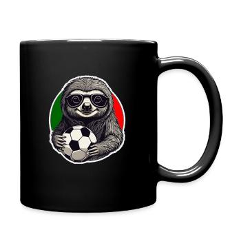 Fußball Fan Faultier mit Sonnenbrille Portugal - Tasse einfarbig - Schwarz - Rechts