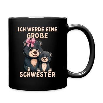 Ich werde eine große Schwester Bär - Tasse einfarbig - Schwarz - Rechts