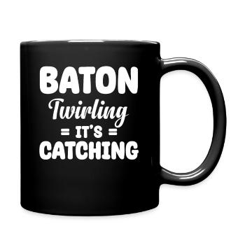 Baton Twirling It's Catching Marching Cheerleader - Full Colour Mug - black - Right