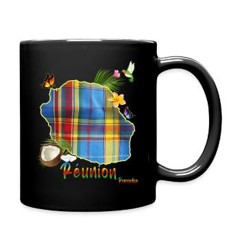 Wunderschöner Reunion Island Madras Schmetterling Kolibri - Tasse einfarbig - Schwarz - Rechts