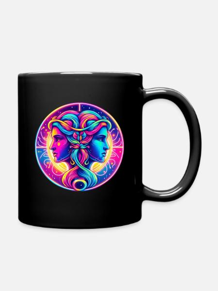Gemini Zodiac Sign - Full Colour Mug - black