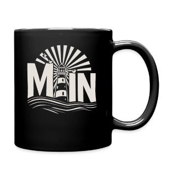 Moin - Norddeutschland Leuchtturm Design - Tasse einfarbig - Schwarz - Rechts