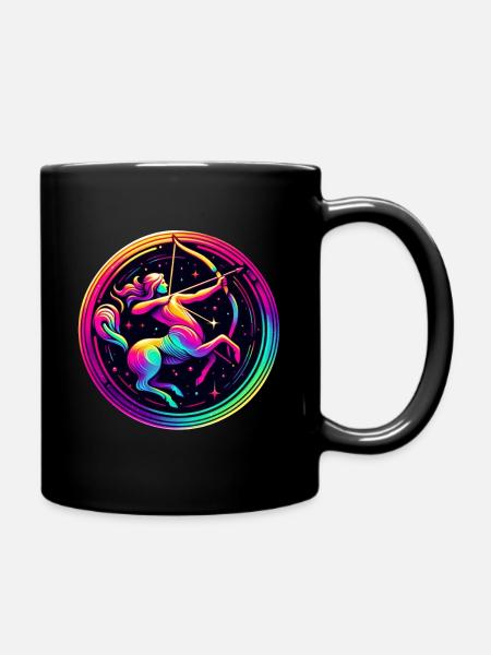 Sagittarius Zodiac Sign - Full Colour Mug - black