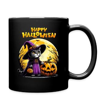Joyeux Halloween Chat Sorcière Citrouille Mignon Enfants - Mug uni - noir - Droite