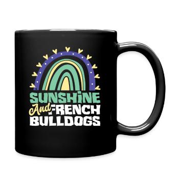 Boho Rainbow Sun French Bulldog - Full Colour Mug - black - Right