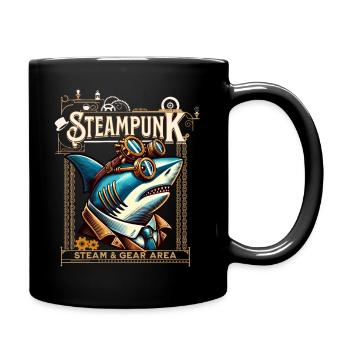 Steampunk Hai Comic - Tasse einfarbig - Schwarz - Rechts