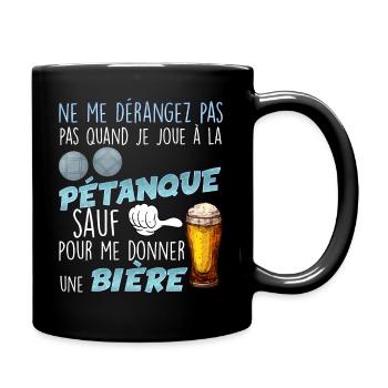La Pétanque et la Bière Humour Papa Papy - Mug uni - noir - Droite
