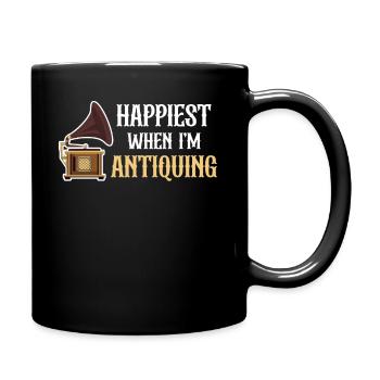 Je suis le plus heureux quand je cherche des antiquités - Mug uni - noir - Droite