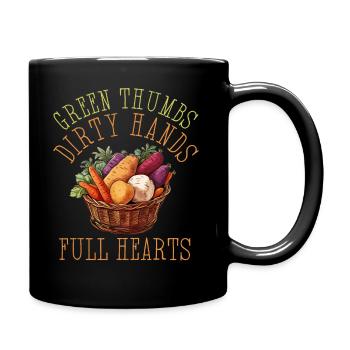 Pouces verts Mains sales Coeurs pleins - Mug uni - noir - Droite