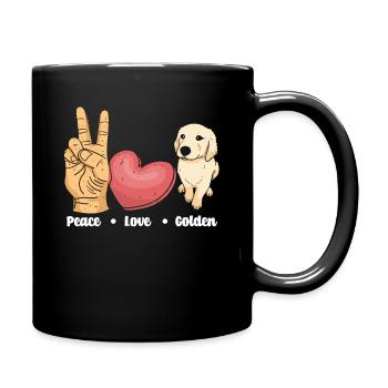 Peace Love Golden Retriever - Full Colour Mug - black - Right