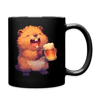 Fröhlicher Bier Biber - Tasse einfarbig - Schwarz - Rechts