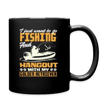 Golden Retriever Fishing - Full Colour Mug - black - Right