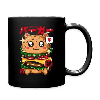 Japan Hamburger Cat Neko - Full Colour Mug - black - Right