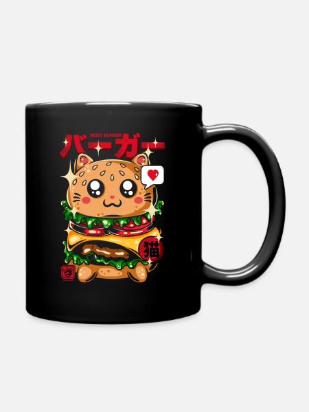 Japan Hamburger Katze Neko - Tasse einfarbig - Schwarz